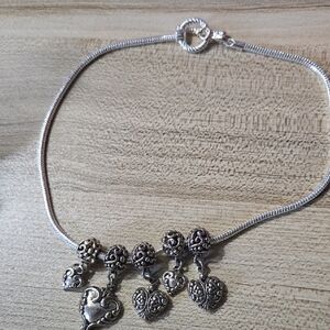 Vintage Elegant Silver Heart Charm Necklace W Toggle Clasp 💫